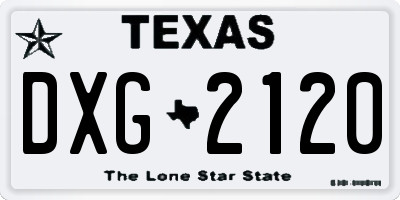 TX license plate DXG2120