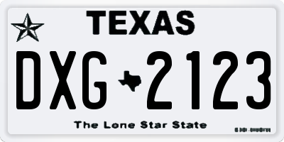 TX license plate DXG2123