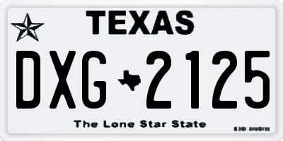TX license plate DXG2125