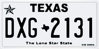 TX license plate DXG2131