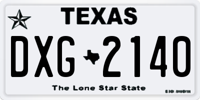 TX license plate DXG2140