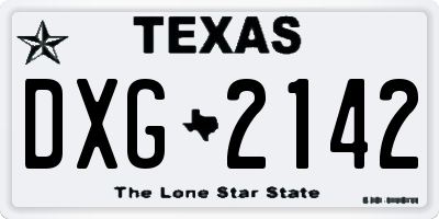 TX license plate DXG2142