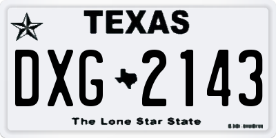 TX license plate DXG2143