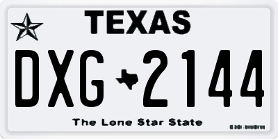 TX license plate DXG2144