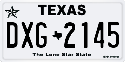 TX license plate DXG2145