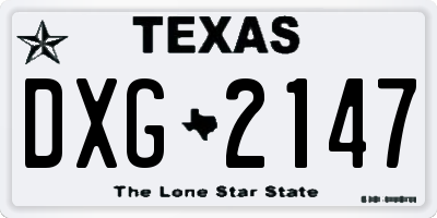 TX license plate DXG2147