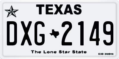 TX license plate DXG2149