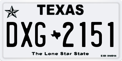 TX license plate DXG2151
