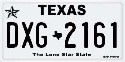 TX license plate DXG2161