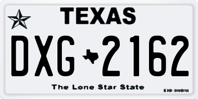 TX license plate DXG2162