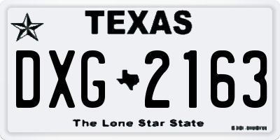 TX license plate DXG2163