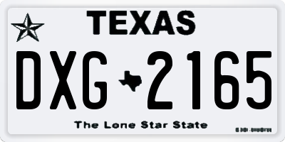 TX license plate DXG2165