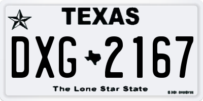 TX license plate DXG2167