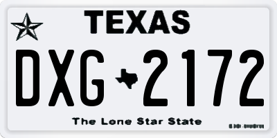 TX license plate DXG2172