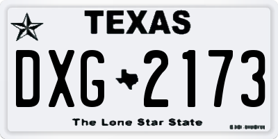 TX license plate DXG2173