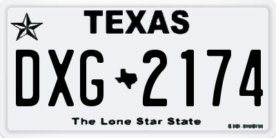 TX license plate DXG2174