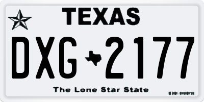 TX license plate DXG2177