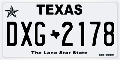 TX license plate DXG2178