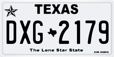 TX license plate DXG2179