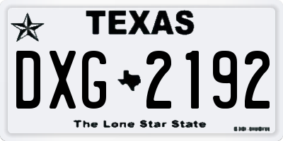 TX license plate DXG2192