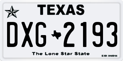TX license plate DXG2193