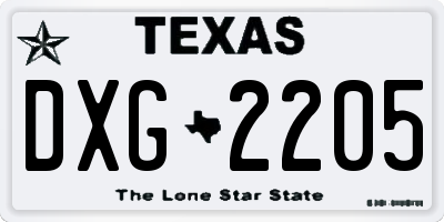 TX license plate DXG2205