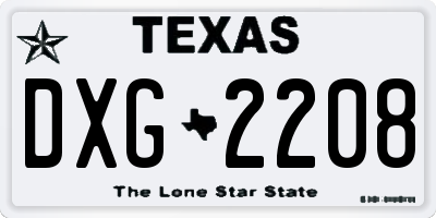 TX license plate DXG2208