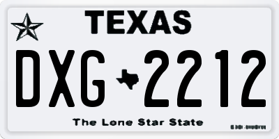 TX license plate DXG2212