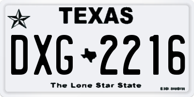 TX license plate DXG2216