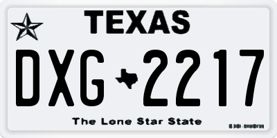 TX license plate DXG2217