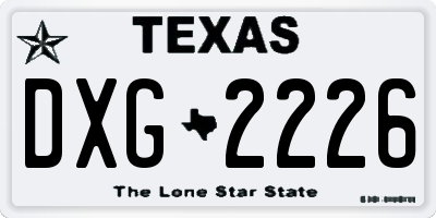 TX license plate DXG2226