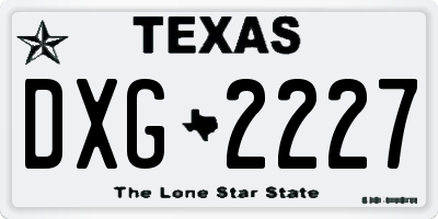 TX license plate DXG2227