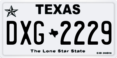 TX license plate DXG2229