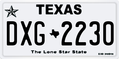 TX license plate DXG2230