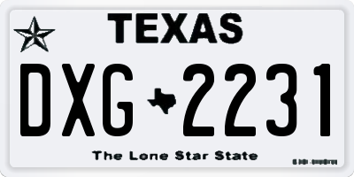 TX license plate DXG2231