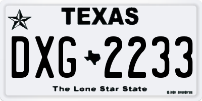 TX license plate DXG2233