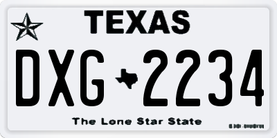 TX license plate DXG2234