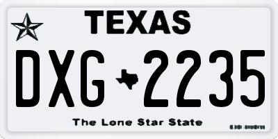 TX license plate DXG2235