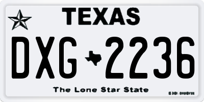 TX license plate DXG2236