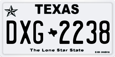 TX license plate DXG2238