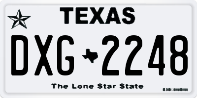 TX license plate DXG2248