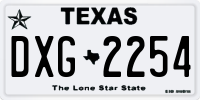 TX license plate DXG2254