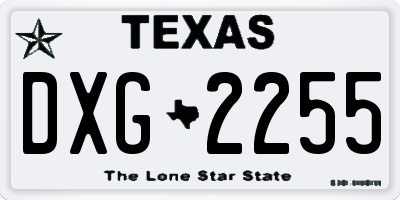 TX license plate DXG2255