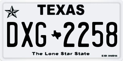 TX license plate DXG2258