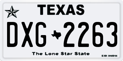 TX license plate DXG2263