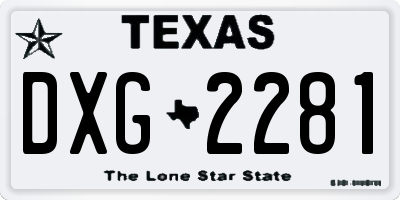 TX license plate DXG2281