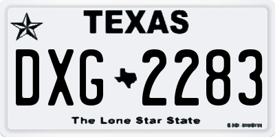 TX license plate DXG2283