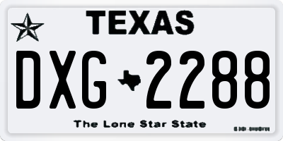 TX license plate DXG2288