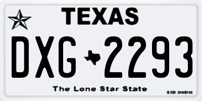 TX license plate DXG2293