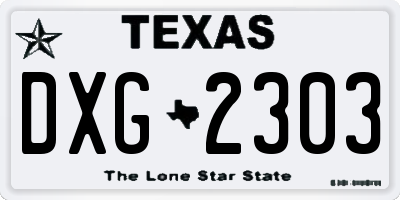 TX license plate DXG2303